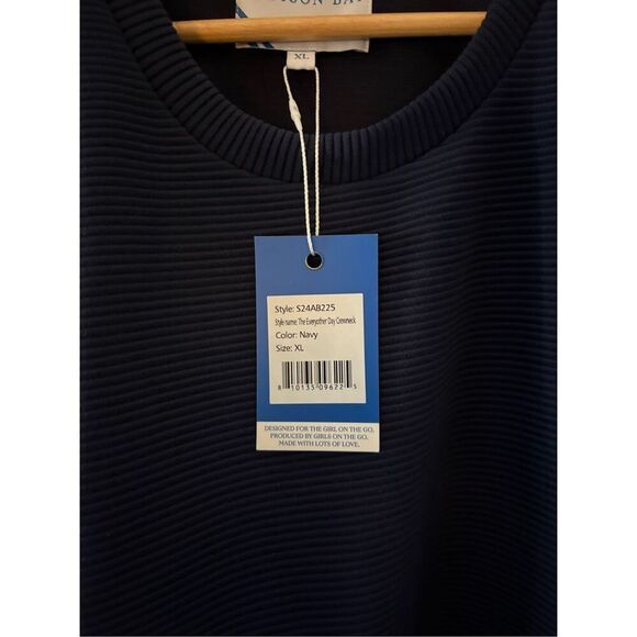 NWT Addison Bay The Everyother Day Crewneck Ribbed Navy Blue Size XL $168 MSRP - Picture 8 of 10
